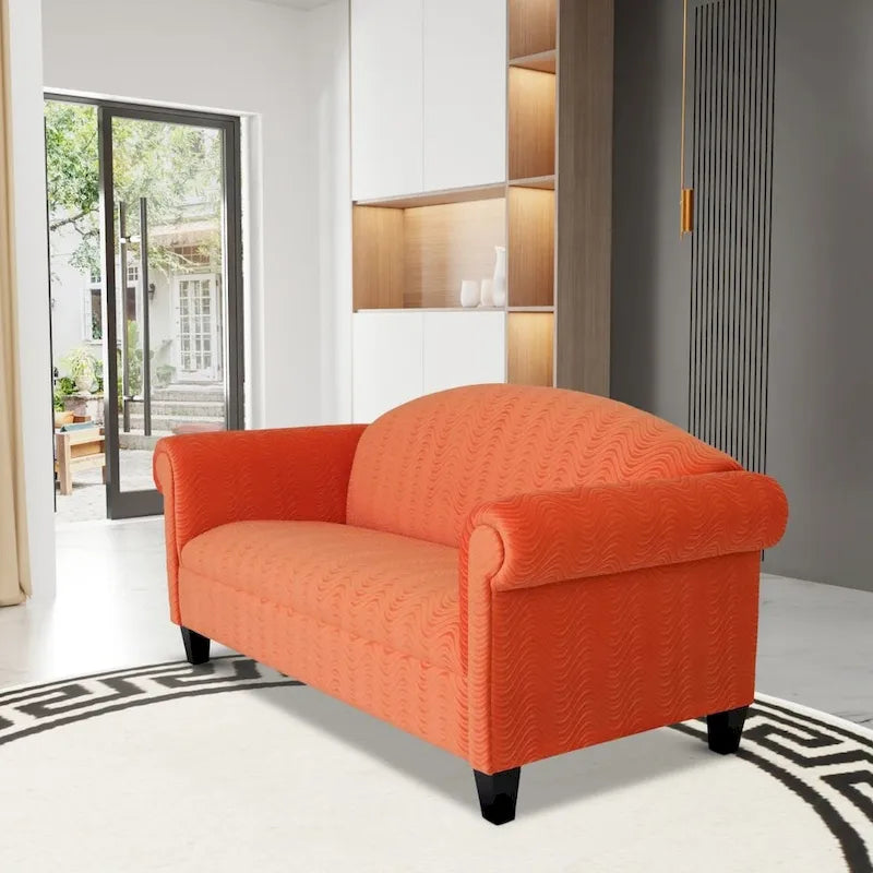 Canapé traditionnel 3 places Coast to Coast Sofas, revêtement en velours, structure en bois massif.