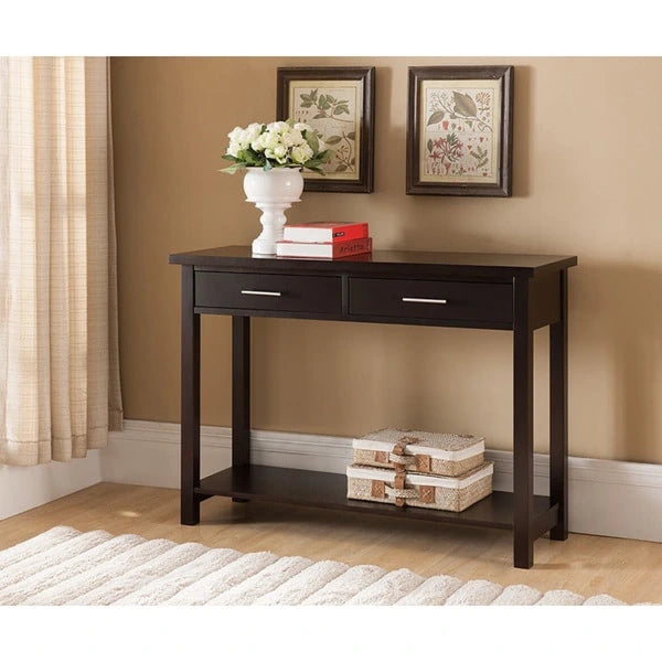 Entryway Console Sofa Occasional Table with Drawers, Espresso