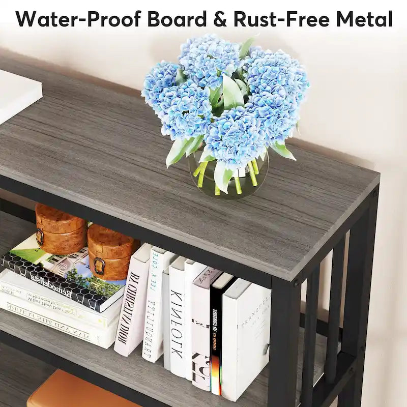 Console étroite et longue de 70,9 cm, table d'appoint à 3 niveaux avec étagères de rangement, table d'entrée