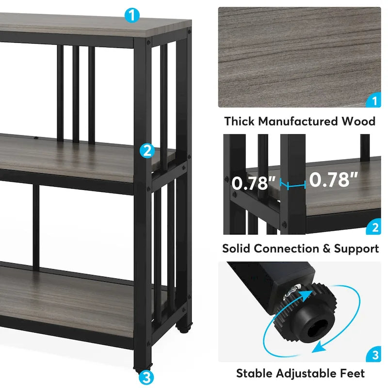 Console étroite et longue de 70,9 cm, table d'appoint à 3 niveaux avec étagères de rangement, table d'entrée