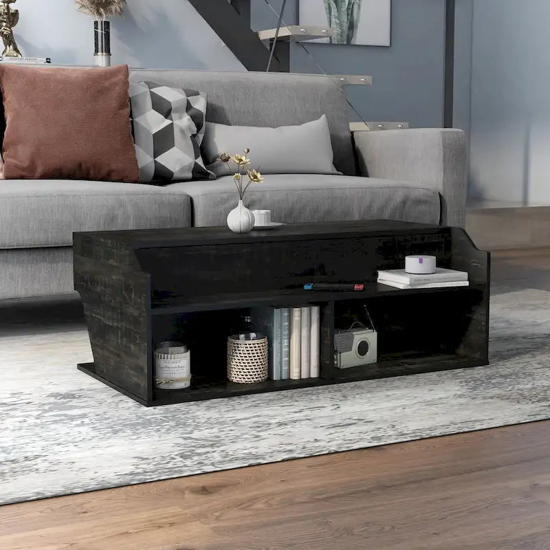 Table basse relevable DH BASIC en chêne noir de style transitionnel de 112 cm (44 pouces) par Denhour