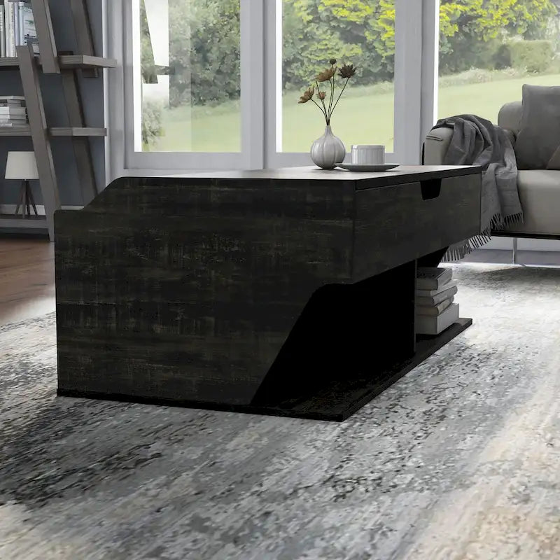 Table basse relevable DH BASIC en chêne noir de style transitionnel de 112 cm (44 pouces) par Denhour