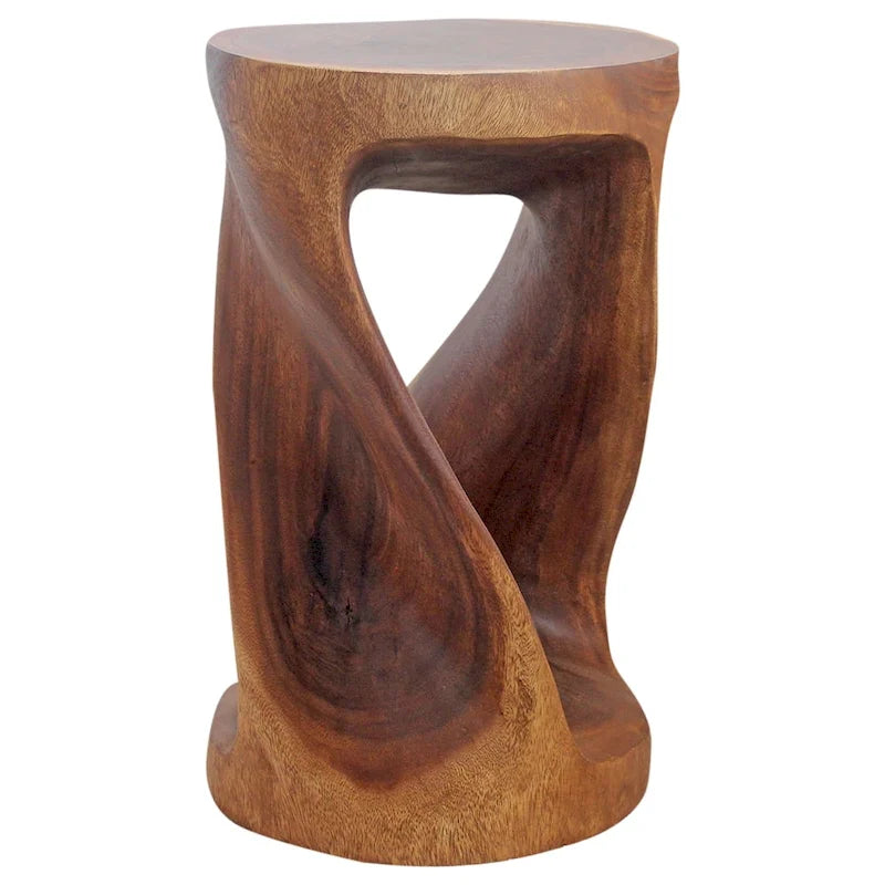 Table d'appoint ronde Haussmann en bois torsadé, 35,5 cm de diamètre x 58,5 cm de hauteur, finition noyer huilé - 35,5 x 35,5 x 58,5 cm