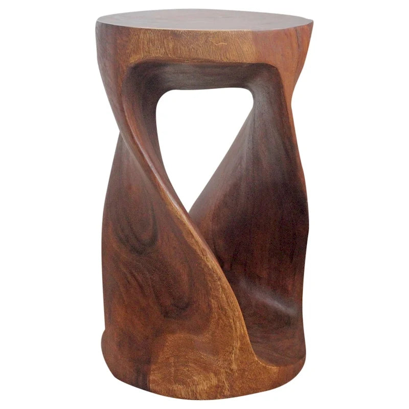 Table d'appoint ronde Haussmann en bois torsadé, 35,5 cm de diamètre x 58,5 cm de hauteur, finition noyer huilé - 35,5 x 35,5 x 58,5 cm