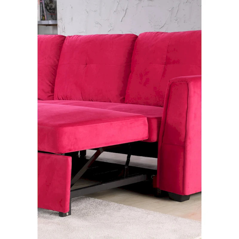 Canapé d'angle convertible réversible en velours de 91 pouces de large avec rangement et méridienne