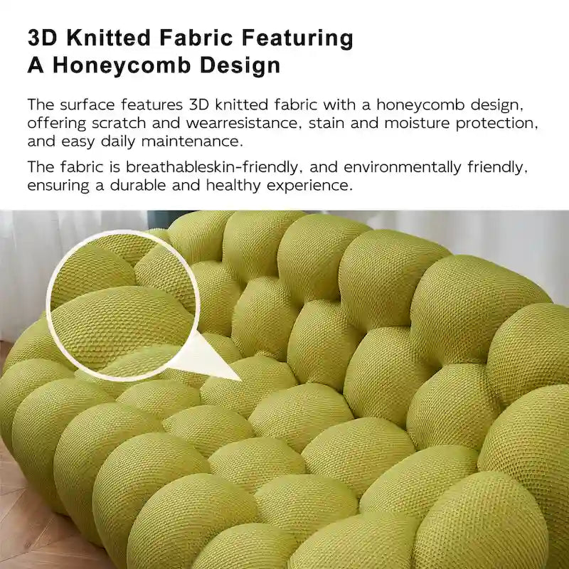 Canapé relax 2 places incurvé en nid d'abeille avec revêtement textile 3D pour salon ou appartement