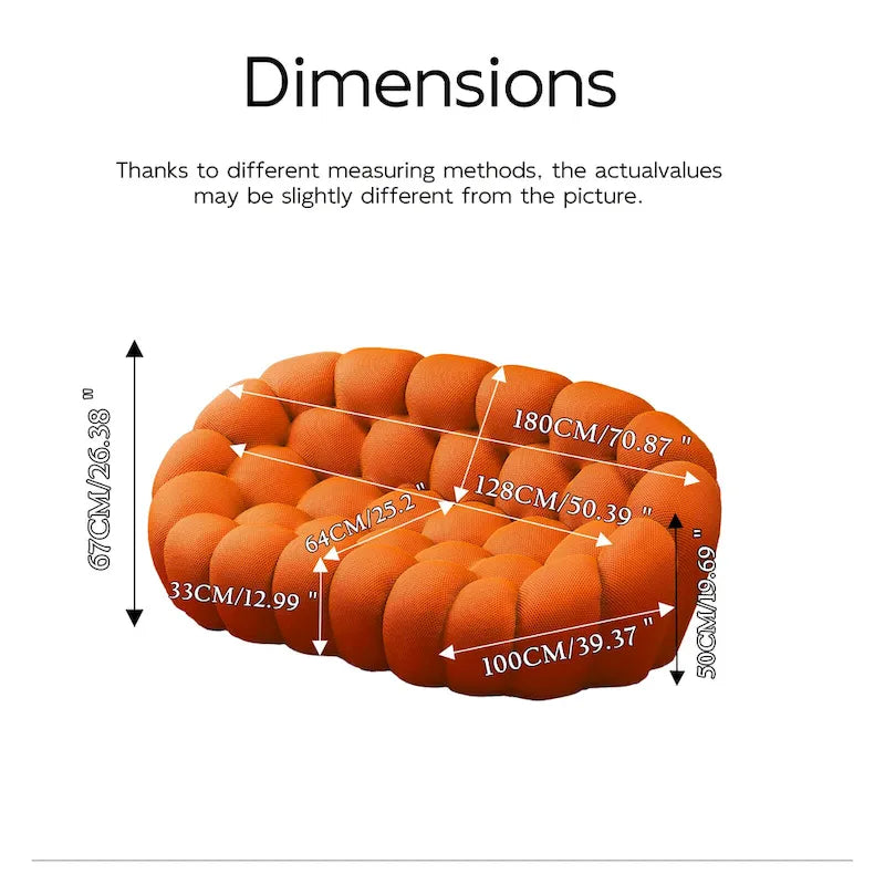 Canapé relax 2 places incurvé en nid d'abeille avec revêtement textile 3D pour salon ou appartement