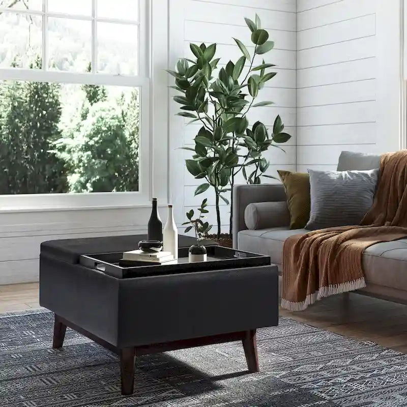 WYNDENHALL Ethan Table rectangulaire de style Mid-Century Modern, 86 cm de large, avec repose-pieds