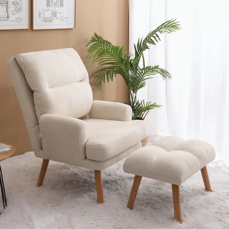 Fauteuil d'appoint avec repose-pieds et dossier réglable