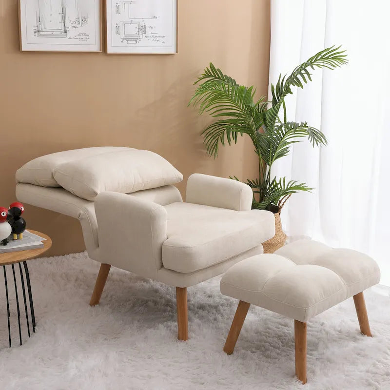Fauteuil d'appoint avec repose-pieds et dossier réglable