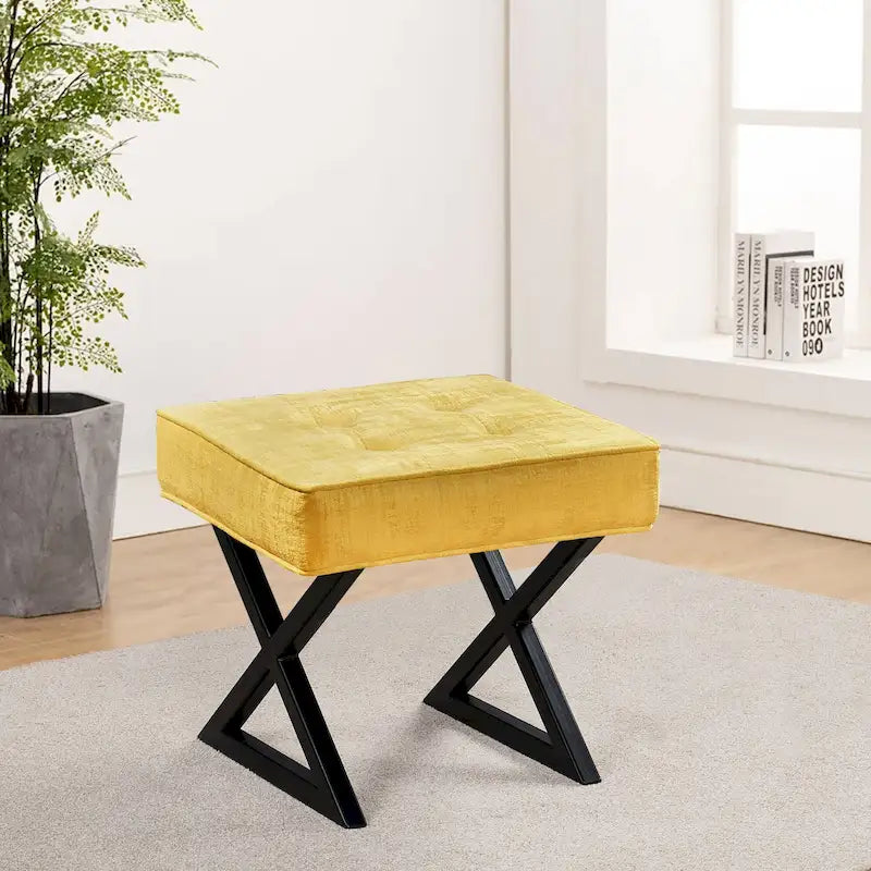 Tabouret ottoman en velours texturé 18 x 18 x 17