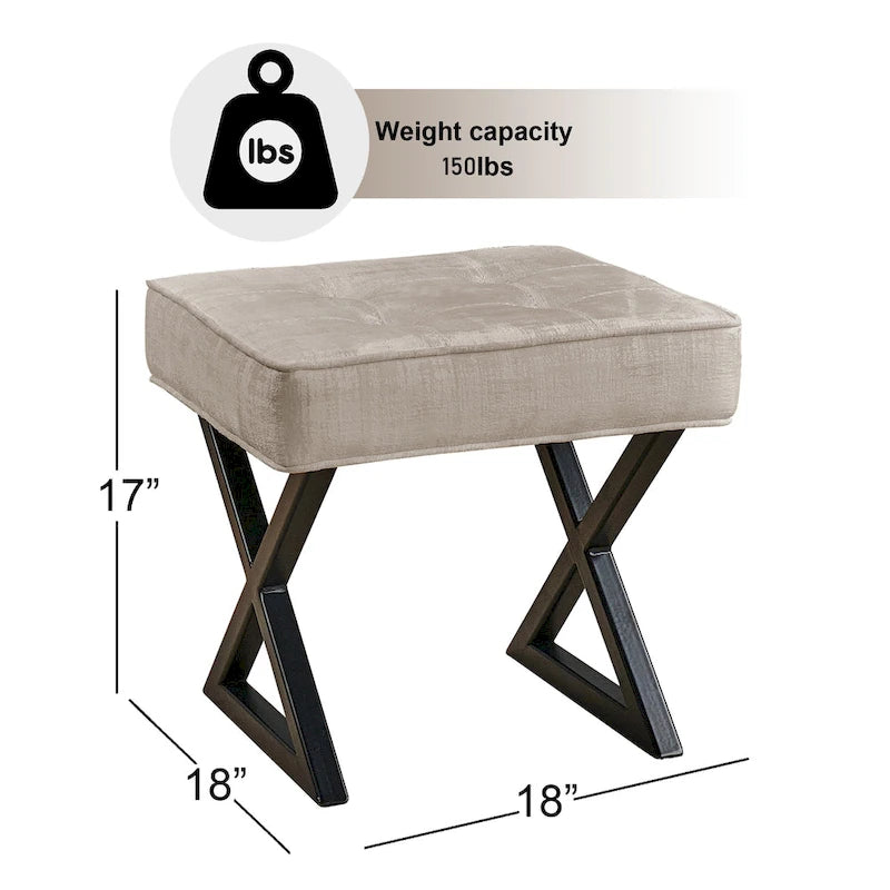 Tabouret ottoman en velours texturé 18 x 18 x 17