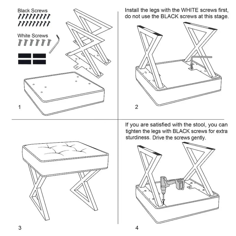 Tabouret ottoman en velours texturé 18 x 18 x 17
