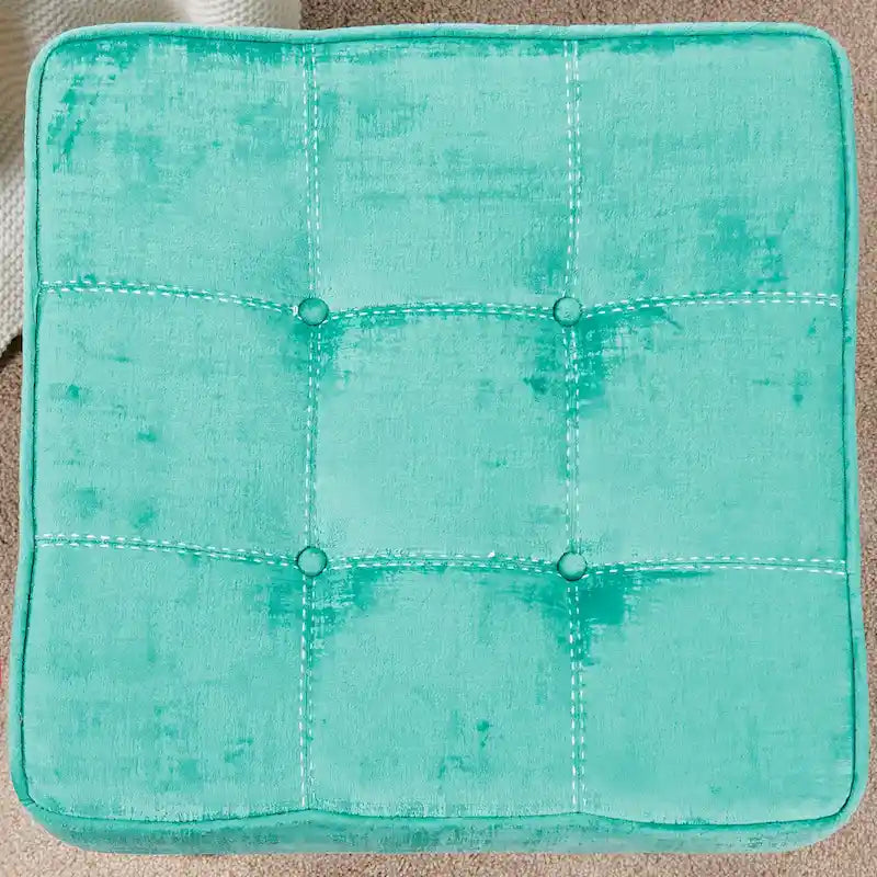 Tabouret ottoman en velours texturé 18 x 18 x 17