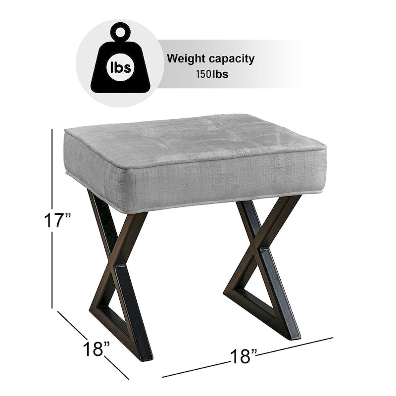 Tabouret ottoman en velours texturé 18 x 18 x 17