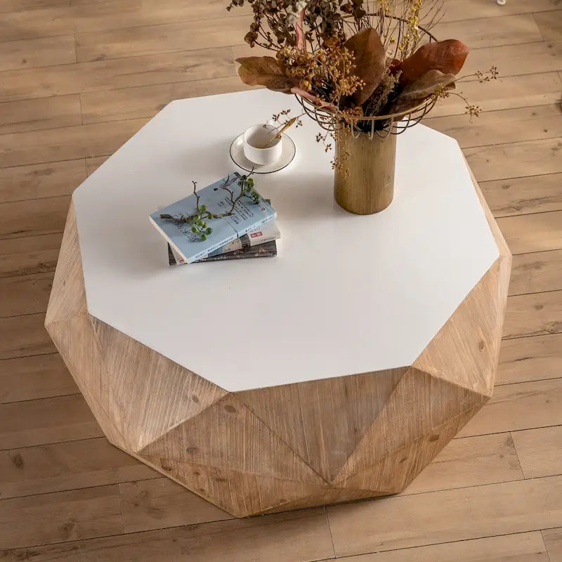 Table basse de style rétro américain avec motif en relief tridimensionnel