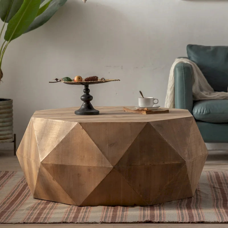 Table basse de style rétro américain avec motif en relief tridimensionnel