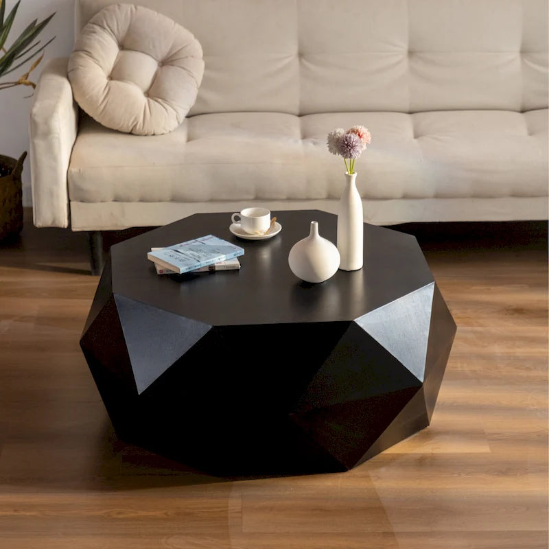 Table basse de style rétro américain avec motif en relief tridimensionnel