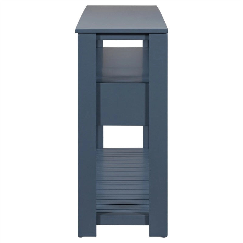 Console d'entrée longue avec tiroirs, style campagnard, en bois, avec 4 tiroirs et 2 étagères