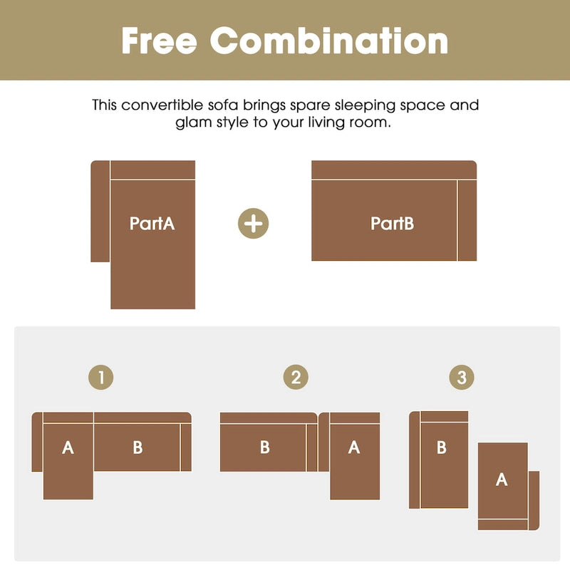 [VIDÉO fournie] [Nouveau] Ensemble canapé d'angle modulable 109 x 68 cm pour salon, canapé style minimaliste moderne, canapé-lit rembourré