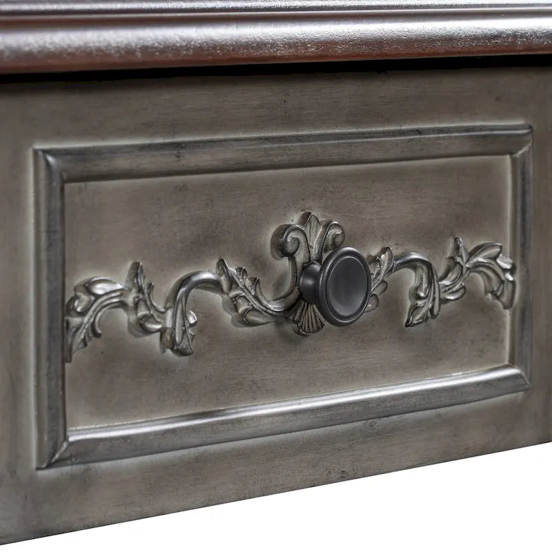 Console incurvée moderne et contemporaine de 52 pouces, table d'appoint pour canapé, entrée ou salon, avec 4 tiroirs et 1 étagère.