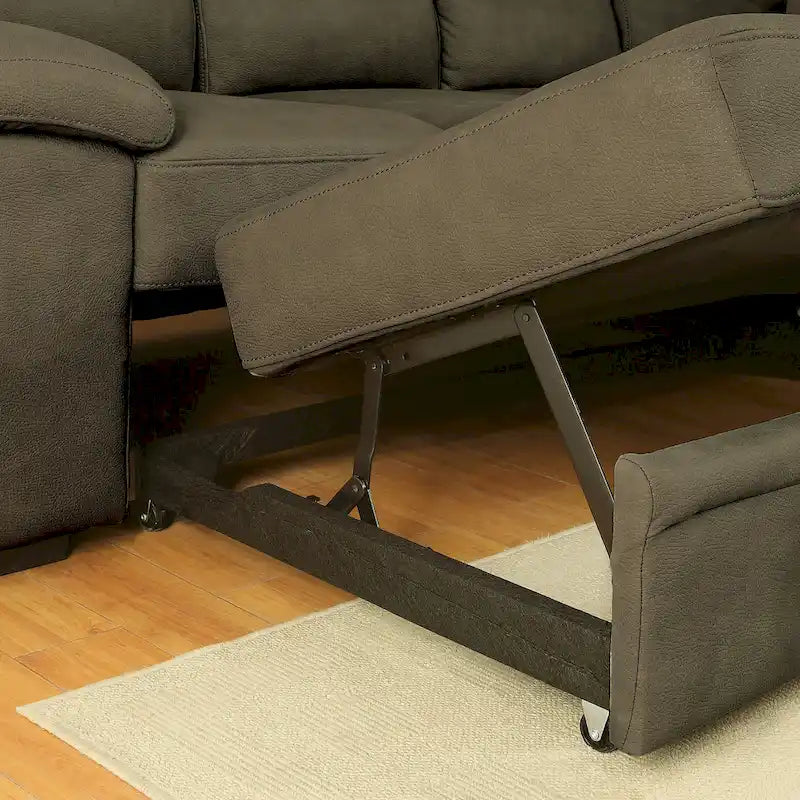 Canapé d'angle convertible Werr contemporain en tissu imitation nabuck avec rangement sous la méridienne, par Furniture of America