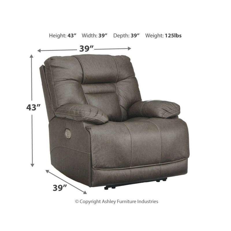 Fauteuil inclinable électrique contemporain Wurstrow avec appui-tête réglable, couleur fumée