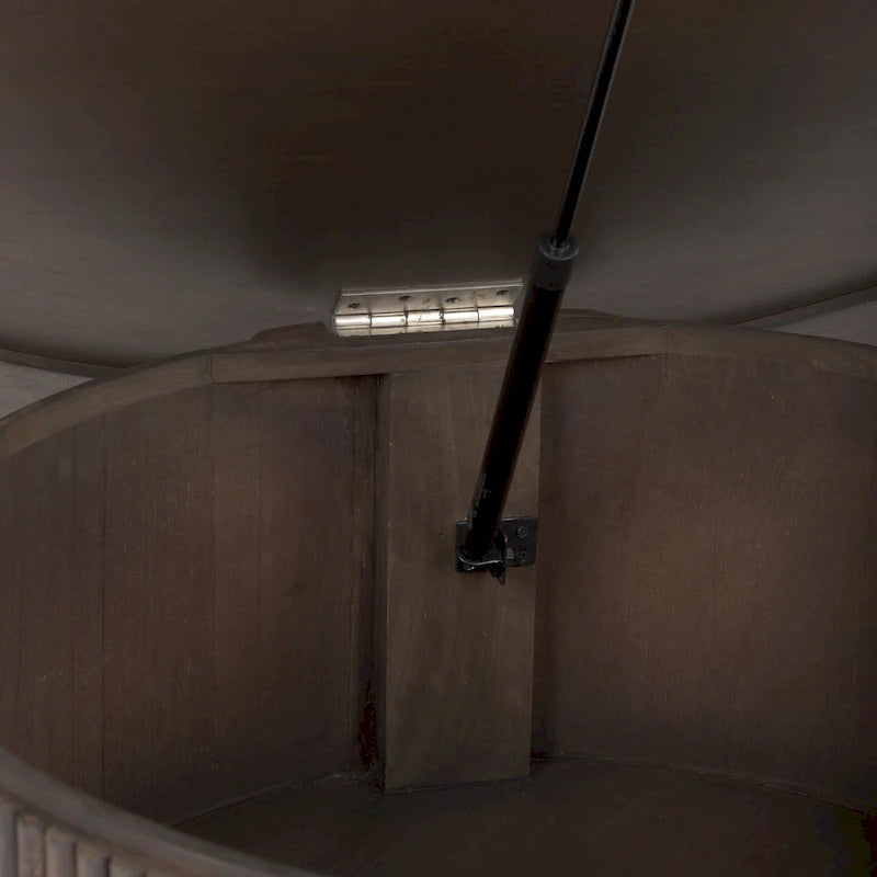 Table basse ronde cannelée en bois brun foncé Terra 48L x 48l x 15H