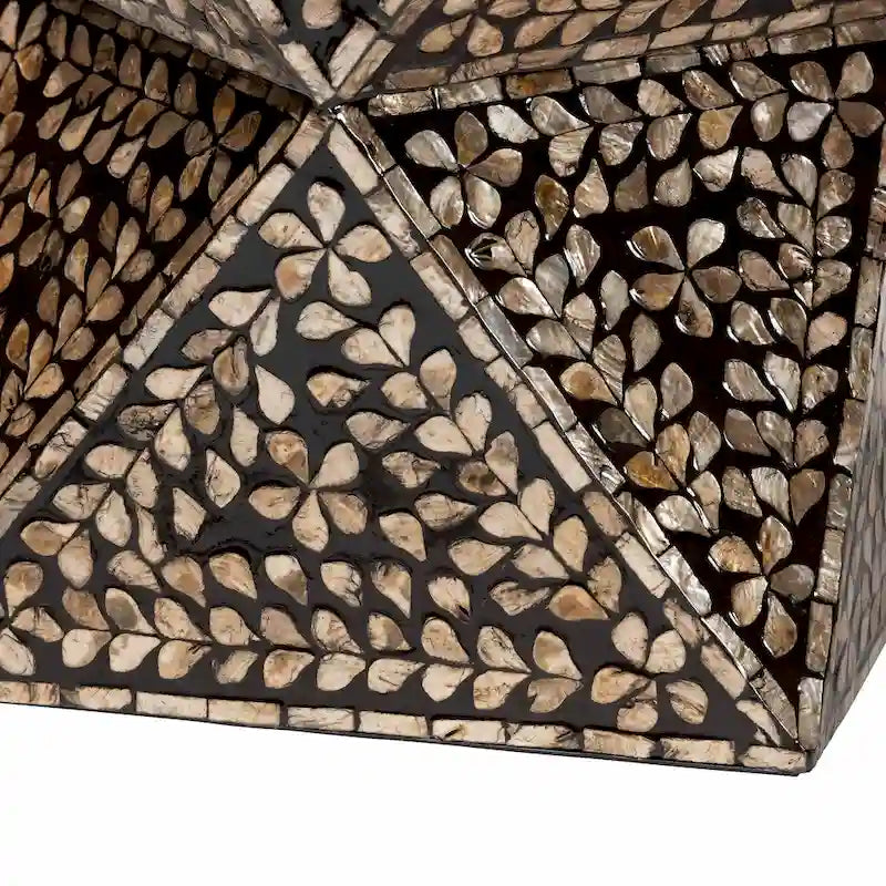 Table d'appoint Feronia style bohème moderne, noire et bronze, en nacre