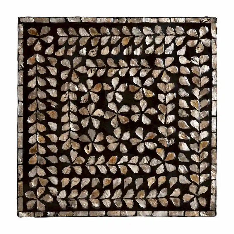 Table d'appoint Feronia style bohème moderne, noire et bronze, en nacre