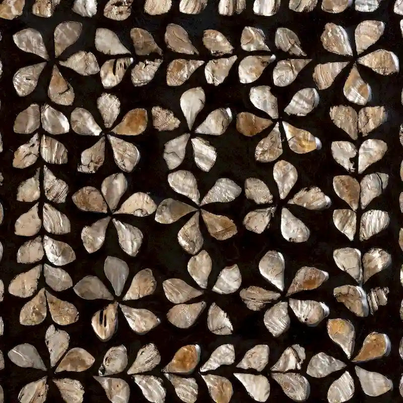 Table d'appoint Feronia style bohème moderne, noire et bronze, en nacre