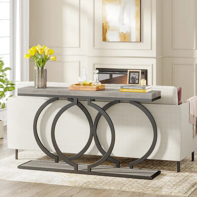 Console dorée, table d'entrée étroite de 140 cm en faux marbre, table de canapé longue et étroite