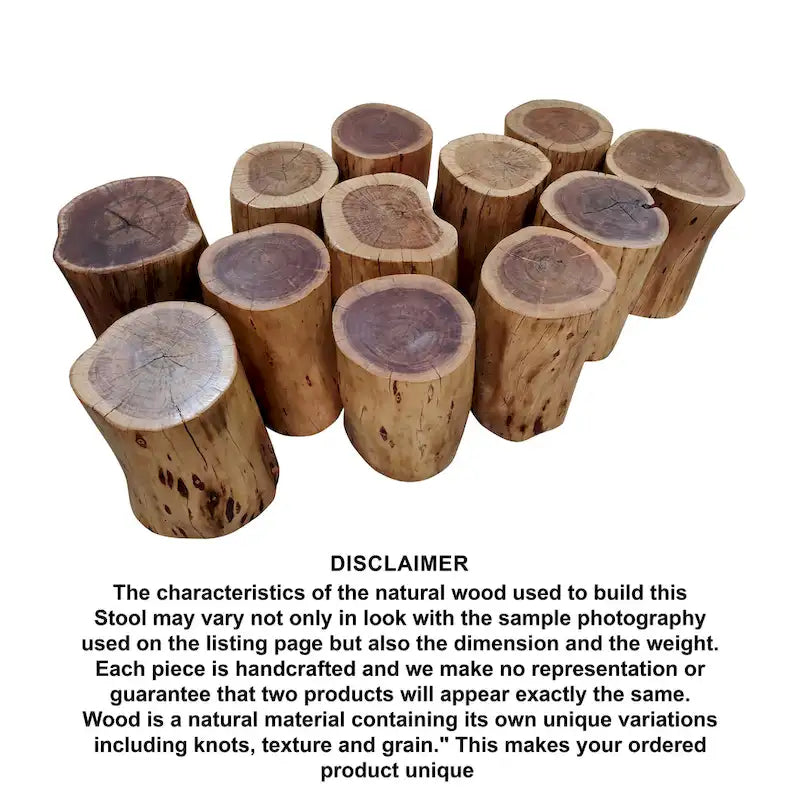 Tabouret d'appoint/table de chevet en bois d'acacia naturel, 43 cm (17 pouces), avec détails de grain et de nœuds, brun naturel