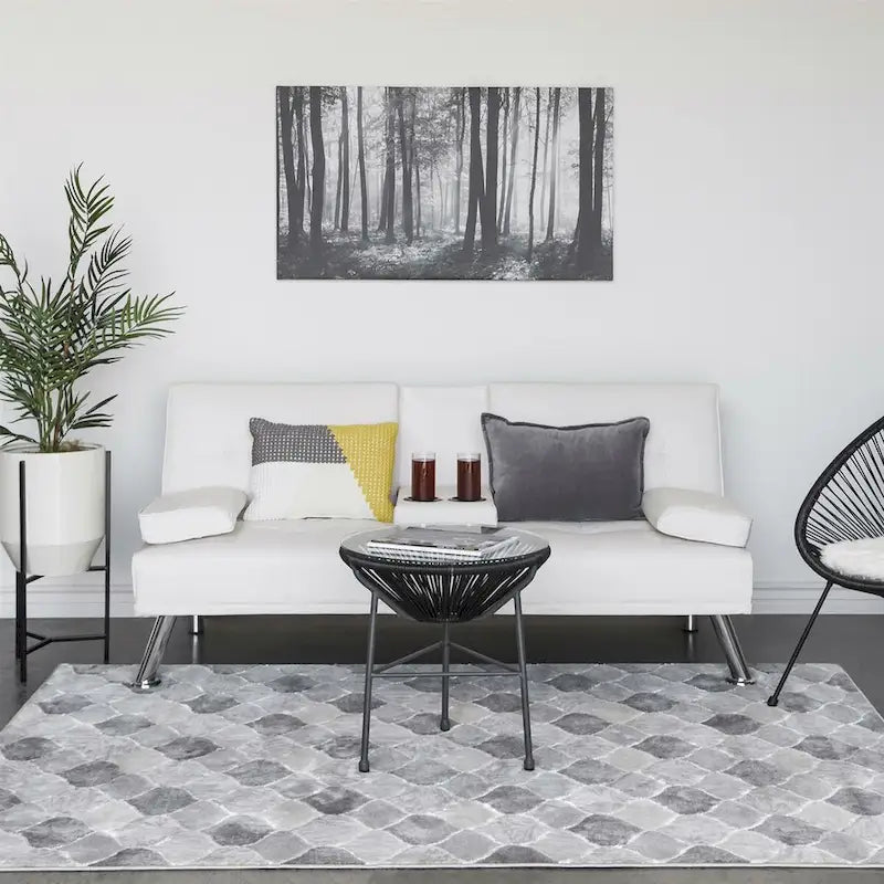 Canapé-lit futon convertible en similicuir blanc avec 2 porte-gobelets