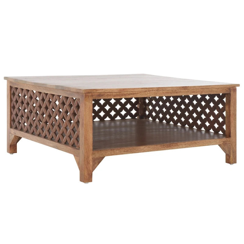 Table basse carrée Bernardina à une étagère de SAFAVIEH - 86 cm (L) x 86 cm (P) x 41 cm (H)