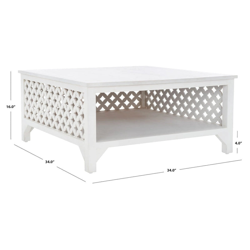 Table basse carrée Bernardina à une étagère de SAFAVIEH - 86 cm (L) x 86 cm (P) x 41 cm (H)