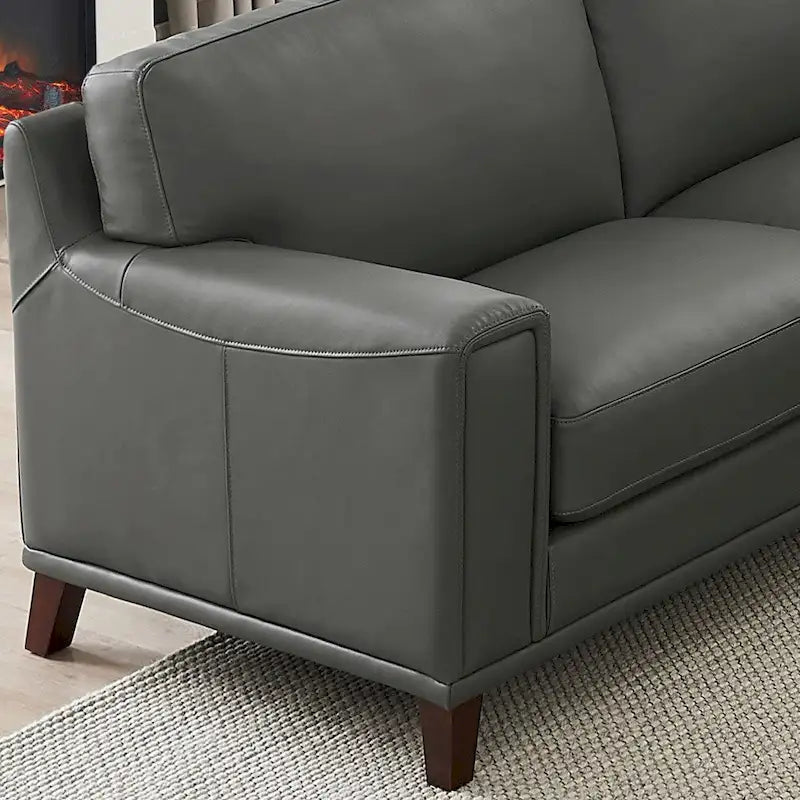 Canapé d'angle en cuir pleine fleur Hydeline Hayward avec méridienne