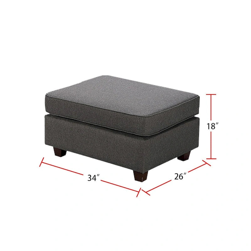 Canapé d'angle modulaire 7 pièces en forme de L avec pouf