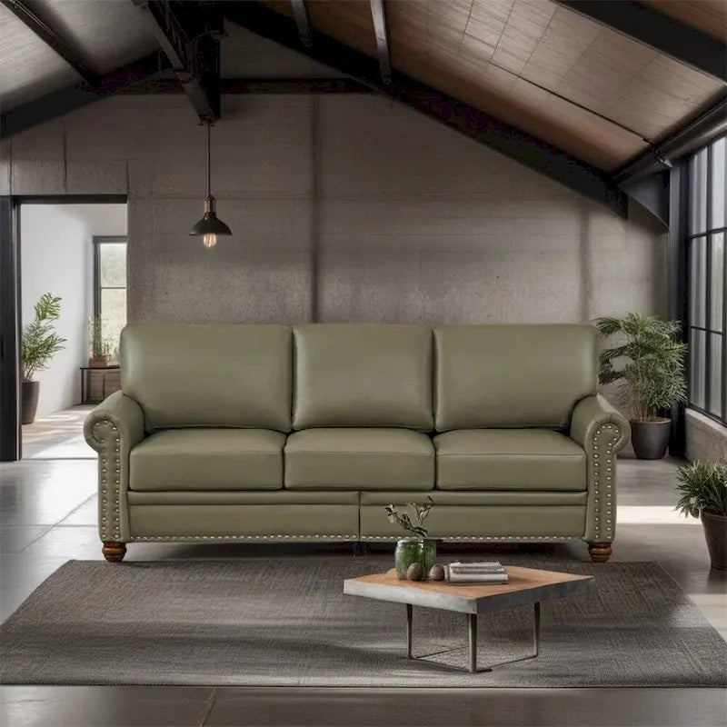 Canapé classique à clous pour salon, simili cuir