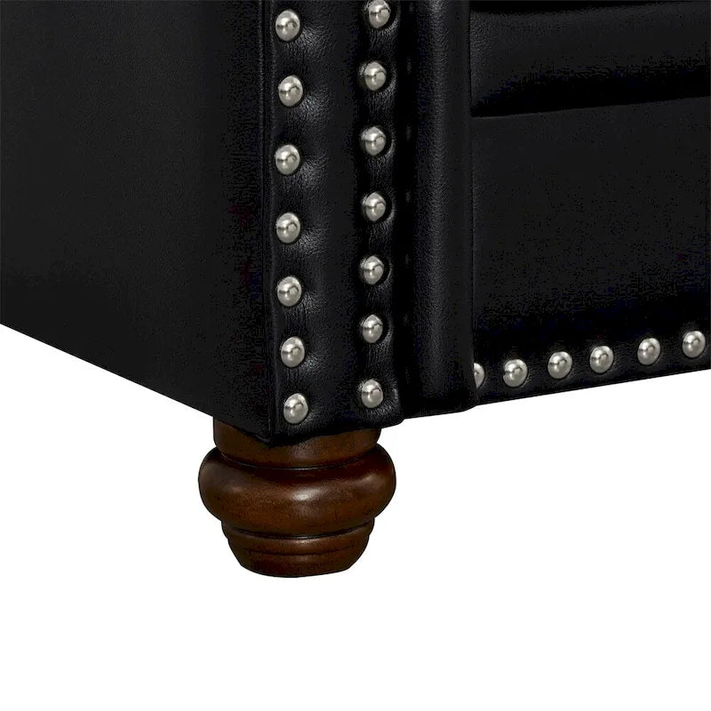 Canapé classique à clous pour salon, simili cuir