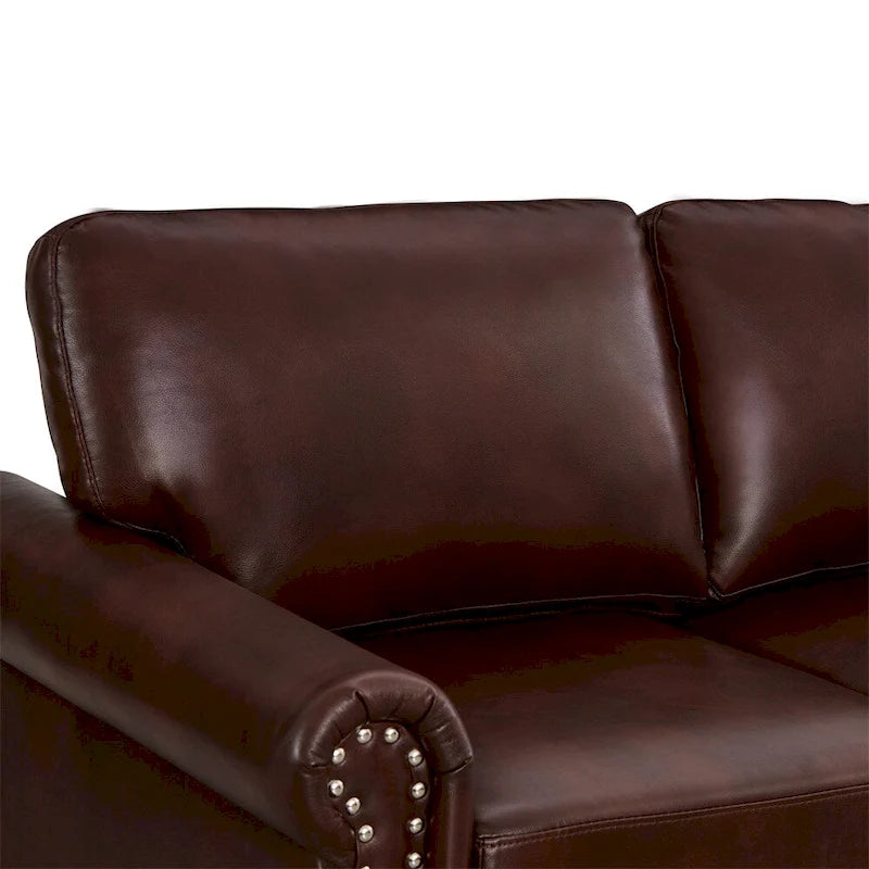 Canapé classique à clous pour salon, simili cuir