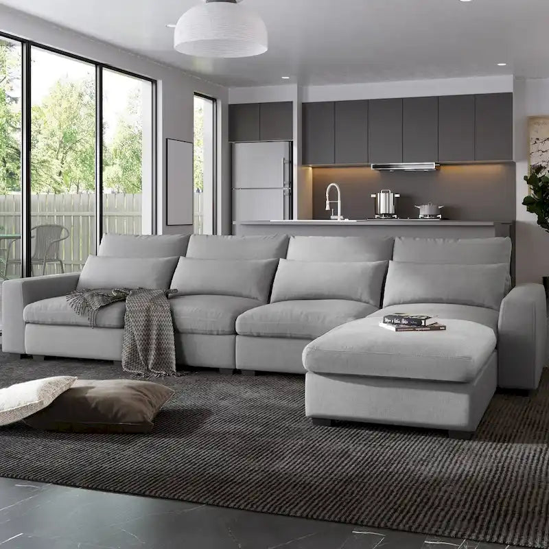 Modern Large L-Shape Sectional Convertible Sofa Couch with Reversible Chaise