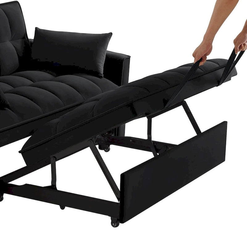 Canapé-lit 4 en 1 avec accoudoirs et poches de rangement, canapé-lit gigogne multifonctionnel capitonné avec dossier réglable