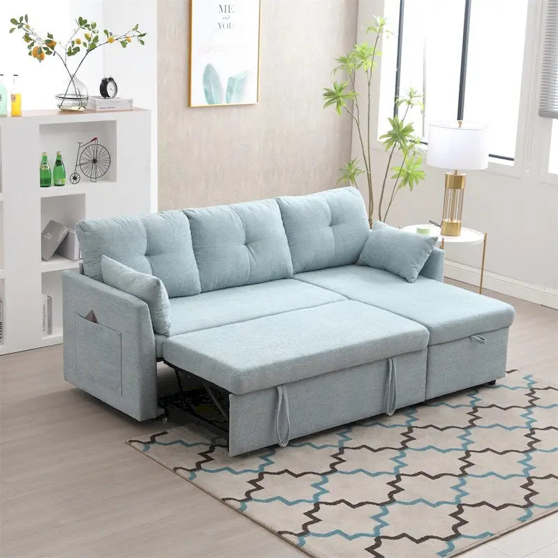 Canapé d'angle modulaire en forme de L avec méridienne réversible et assise de rangement