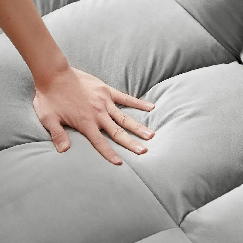 Canapé convertible 3 en 1 en velours avec lit gigogne et dossiers inclinables