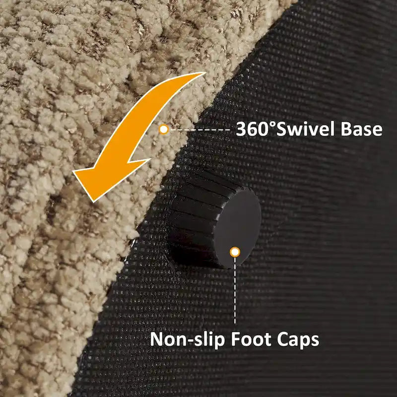 Pouf VANOMi Djembe Bouclé avec Base Pivotante, Tabouret Pivotant pour Salon, Dressing