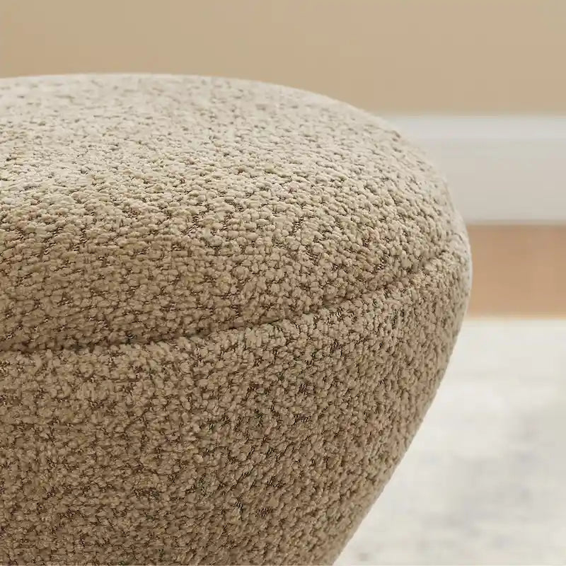 Pouf VANOMi Djembe Bouclé avec Base Pivotante, Tabouret Pivotant pour Salon, Dressing