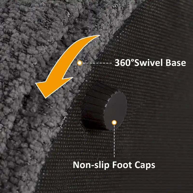 Pouf VANOMi Djembe Bouclé avec Base Pivotante, Tabouret Pivotant pour Salon, Dressing