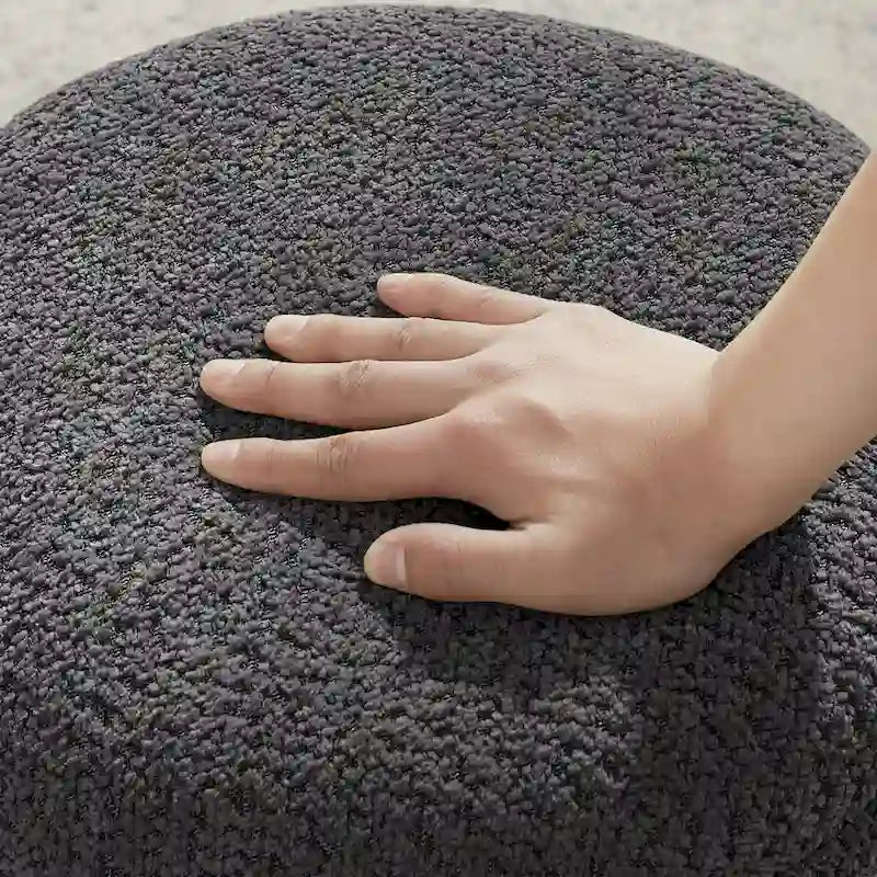 Pouf VANOMi Djembe Bouclé avec Base Pivotante, Tabouret Pivotant pour Salon, Dressing