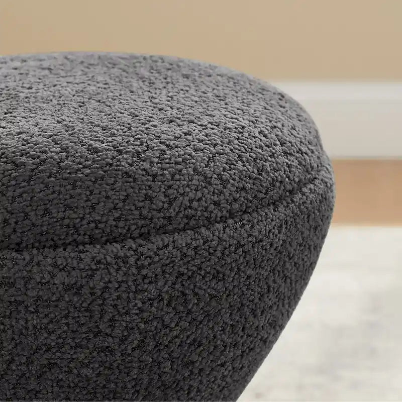Pouf VANOMi Djembe Bouclé avec Base Pivotante, Tabouret Pivotant pour Salon, Dressing
